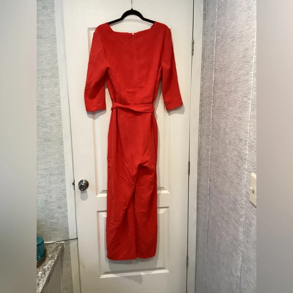 Preston & York Vibrant Red Long Sleeve jumpsuit size 14 EUC